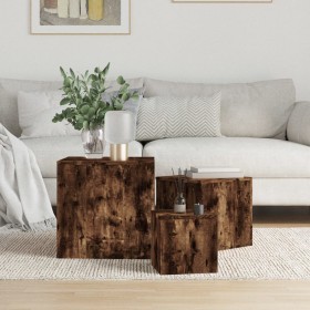 3-piece smoked oak plywood side tables by vidaXL, Side tables - Ref: Foro24-815987, Price: 70,99 €, Discount: %