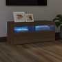 Mueble de TV con luces LED roble marrón 90x35x40 cm de vidaXL, Muebles TV - Ref: Foro24-815677, Precio: 59,85 €, Descuento: %