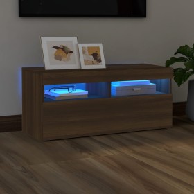 TV cabinet with LED lights brown oak 90x35x40 cm by vidaXL, TV Furniture - Ref: Foro24-815677, Price: 62,64 €, Discount: %