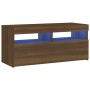 TV cabinet with LED lights brown oak 90x35x40 cm by vidaXL, TV Furniture - Ref: Foro24-815677, Price: 59,85 €, Discount: %