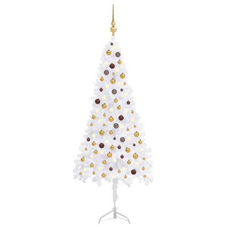 LED-Eck-Weihnachtsbaum und weiße PVC-Kugeln 210 cm von vidaXL, Weihnachtsbäume - Ref: Foro24-3077950, Preis: 56,23 €, Rabatt: %