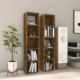 CD shelf 2 pcs smoked oak wood 21x16x93.5 cm by vidaXL, CD and DVD storage - Ref: Foro24-815318, Price: 38,43 €, Discount: %