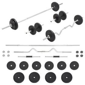 Barbell and weight set 30 kg by vidaXL, free weight - Ref: Foro24-93589, Price: 113,99 €, Discount: %