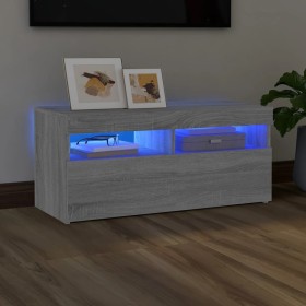 TV stand with LED lights in Sonoma gray 90x35x40 cm by vidaXL, TV Furniture - Ref: Foro24-815676, Price: 62,30 €, Discount: %