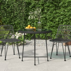 Tempered glass and black steel dining table 80 cm by vidaXL, Garden tables - Ref: Foro24-319437, Price: 62,99 €, Discount: %