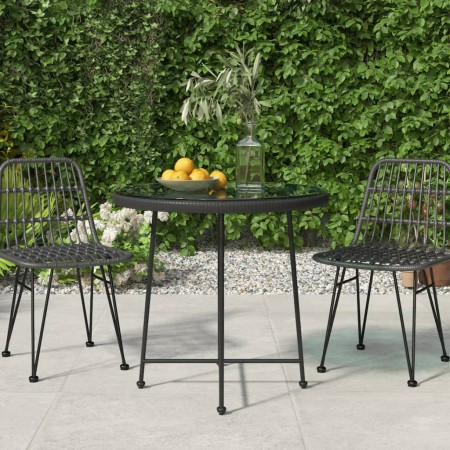 Mesa de comedor de vidrio templado y acero negro 80 cm de vidaXL, Mesas de jardín - Ref: Foro24-319437, Precio: 62,16 €, Desc...