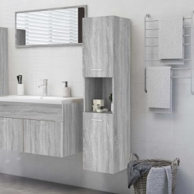 Armario de baño madera contrachapada gris Sonoma 30x30x130 cm de vidaXL, Muebles de baño - Ref: Foro24-815640, Precio: 68,76 ...