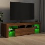 Mueble de TV con luces LED marrón roble 140x36,5x40 cm de vidaXL, Muebles TV - Ref: Foro24-815671, Precio: 123,06 €, Descuent...