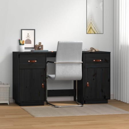 Desk with solid black pine wood cabinets 135x50x75 cm by vidaXL, Desks - Ref: Foro24-3107848, Price: 247,08 €, Discount: %