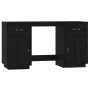 Desk with solid black pine wood cabinets 135x50x75 cm by vidaXL, Desks - Ref: Foro24-3107848, Price: 247,08 €, Discount: %