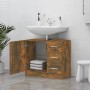 Smoked oak plywood washbasin cabinet 63x30x54 cm by vidaXL, Bathroom furniture - Ref: Foro24-815630, Price: 52,71 €, Discount: %