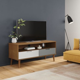 Mueble de TV MOLDE madera maciza de pino marrón 106x40x49 cm de vidaXL, Muebles TV - Ref: Foro24-350531, Precio: 64,69 €, Des...