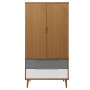 Armario MOLDE madera maciza de pino marrón 90x55x175 cm de vidaXL, Armarios roperos - Ref: Foro24-350522, Precio: 327,35 €, D...