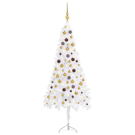 LED-Eck-Weihnachtsbaum und weiße PVC-Kugeln 180 cm von vidaXL, Weihnachtsbäume - Ref: Foro24-3077949, Preis: 53,08 €, Rabatt: %