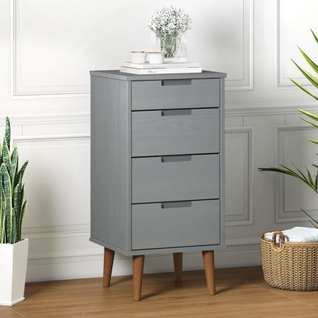 Bedside table MOLDE made of solid gray pine wood 40x35x82 cm by vidaXL, Drawers - Ref: Foro24-350503, Price: 115,19 €, Discou...