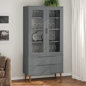 MOLD display cabinet solid gray pine wood 90x35x175 cm by vidaXL, Bookcases and shelves - Ref: Foro24-350545, Price: 309,99 €...