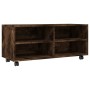 TV cabinet with wheels smoke oak plywood 90x35x35cm by vidaXL, TV Furniture - Ref: Foro24-815258, Price: 59,74 €, Discount: %