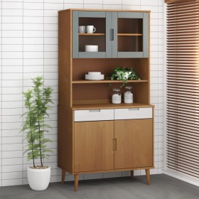 Top sideboard MOLD solid brown pine wood 90x35x100 cm by vidaXL, Sideboards - Ref: Foro24-350549, Price: 104,21 €, Discount: %