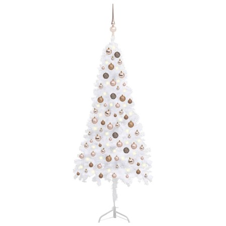 LED-Eck-Weihnachtsbaum und weiße PVC-Kugeln 150 cm von vidaXL, Weihnachtsbäume - Ref: Foro24-3077958, Preis: 47,07 €, Rabatt: %