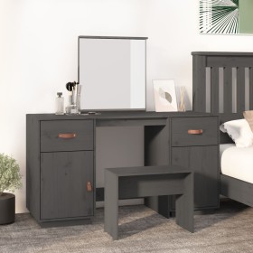 Dressing table with mirror solid gray pine wood by vidaXL, Bedroom Dressers - Ref: Foro24-3107836, Price: 243,49 €, Discount: %