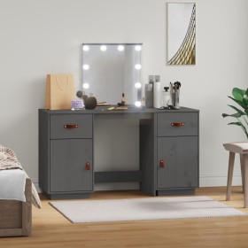 Vanity set with LED solid gray pine wood by vidaXL, Bedroom Dressers - Ref: Foro24-3107841, Price: 297,99 €, Discount: %