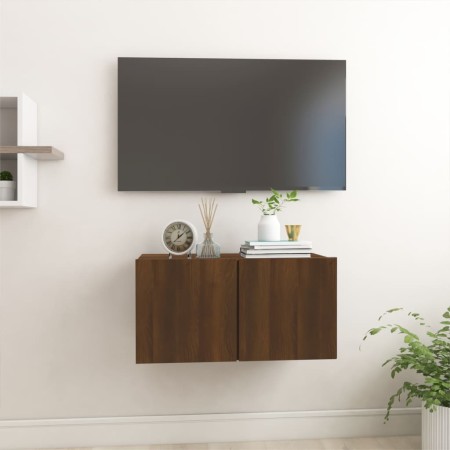 Hanging TV cabinet oak brown plywood 60x30x30cm by vidaXL, TV Furniture - Ref: Foro24-815873, Price: 42,64 €, Discount: %