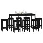 9-teiliges Bar-Set aus massivem schwarzem Kiefernholz von vidaXL, Möbelsets für Küchen und Esszimmer - Ref: Foro24-3124721, P...