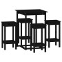 5-teiliges Bar-Set aus massivem schwarzem Kiefernholz von vidaXL, Möbelsets für Küchen und Esszimmer - Ref: Foro24-3124741, P...