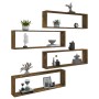 Cubic wall shelf 4 pcs smoked oak wood 100x15x30cm by vidaXL, Shelves and shelves - Ref: Foro24-815907, Price: 54,32 €, Disco...