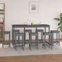 9-teiliges Bar-Set aus massivem, grauem Kiefernholz von vidaXL, Möbelsets für Küchen und Esszimmer - Ref: Foro24-3124719, Pre...