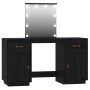 Vanity set with LED solid black pine wood by vidaXL, Bedroom Dressers - Ref: Foro24-3107843, Price: 295,24 €, Discount: %