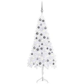 LED-Eck-Weihnachtsbaum und weiße PVC-Kugeln 150 cm von vidaXL, Weihnachtsbäume - Ref: Foro24-3077968, Preis: 35,60 €, Rabatt: %