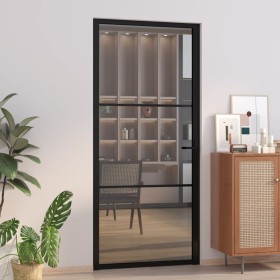 Interior door with tempered glass and black aluminum frame 93x201.5 cm by vidaXL, Doors for the home - Ref: Foro24-350562, Pr...