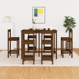 7-piece bar set solid honey brown pine wood by vidaXL, Furniture sets for kitchens and dining rooms - Ref: Foro24-3124715, Pr...