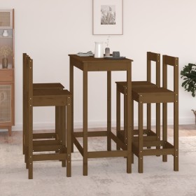 5-teiliges Barset aus massivem honigbraunem Kiefernholz von vidaXL, Möbelsets für Küchen und Esszimmer - Ref: Foro24-3124705,...