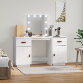 Vanity set with LED solid white pine wood by vidaXL, Bedroom Dressers - Ref: Foro24-3107840, Price: 277,02 €, Discount: %