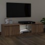 Mueble de TV con luces LED marrón roble 140x40x35,5 cm de vidaXL, Muebles TV - Ref: Foro24-815713, Precio: 112,25 €, Descuent...