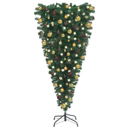 Umgedrehter künstlicher Weihnachtsbaum mit Lichtern und Kugeln 180 cm von vidaXL, Weihnachtsbäume - Ref: Foro24-3078016, Prei...