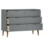 MOLDE bedside table solid gray pine wood 113x40x80 cm by vidaXL, Drawers - Ref: Foro24-350509, Price: 219,51 €, Discount: %