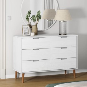 Bedside table MOLDE made of solid pine wood, white, 113x40x80 cm by vidaXL, Drawers - Ref: Foro24-350508, Price: 204,95 €, Di...