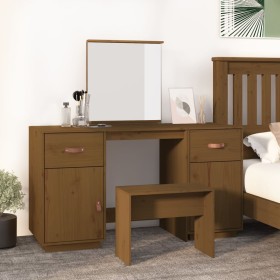 Dressing table with mirror solid honey brown pine wood by vidaXL, Bedroom Dressers - Ref: Foro24-3107837, Price: 232,96 €, Di...