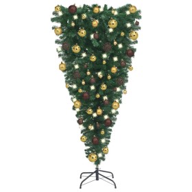 Umgedrehter künstlicher Weihnachtsbaum mit Lichtern und Kugeln 120 cm von vidaXL, Weihnachtsbäume - Ref: Foro24-3078014, Prei...