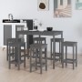 7-teiliges Bar-Set aus massivem grauem Kiefernholz von vidaXL, Möbelsets für Küchen und Esszimmer - Ref: Foro24-3124709, Prei...