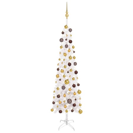 Árbol Navidad artificial delgado con LEDs y bolas blanco 180 cm de vidaXL, Arboles de navidad - Ref: Foro24-3078021, Precio: ...