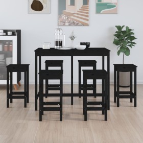 7-piece bar set solid black pine wood by vidaXL, Furniture sets for kitchens and dining rooms - Ref: Foro24-3124711, Price: 4...