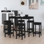 7-teiliges Bar-Set aus massivem schwarzem Kiefernholz von vidaXL, Möbelsets für Küchen und Esszimmer - Ref: Foro24-3124711, P...