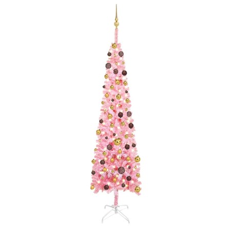 Schlanker Weihnachtsbaum mit LEDs und rosa Kugeln 240 cm von vidaXL, Weihnachtsbäume - Ref: Foro24-3078028, Preis: 84,55 €, R...