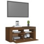 Mueble de TV con luces LED roble marrón 90x35x40 cm de vidaXL, Muebles TV - Ref: Foro24-815692, Precio: 58,39 €, Descuento: %