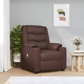 Brown synthetic leather elevating massage chair by vidaXL, Electric massage chairs - Ref: Foro24-3143472, Price: 423,99 €, Di...