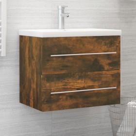 Smoked oak plywood washbasin cabinet 60x38.5x48 cm by vidaXL, Bathroom furniture - Ref: Foro24-815642, Price: 45,38 €, Discou...